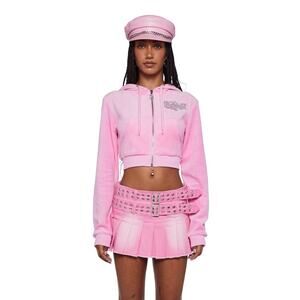 Dolls Kill X Bratz Keep It Glossy Velour Jacket - XS - Pink